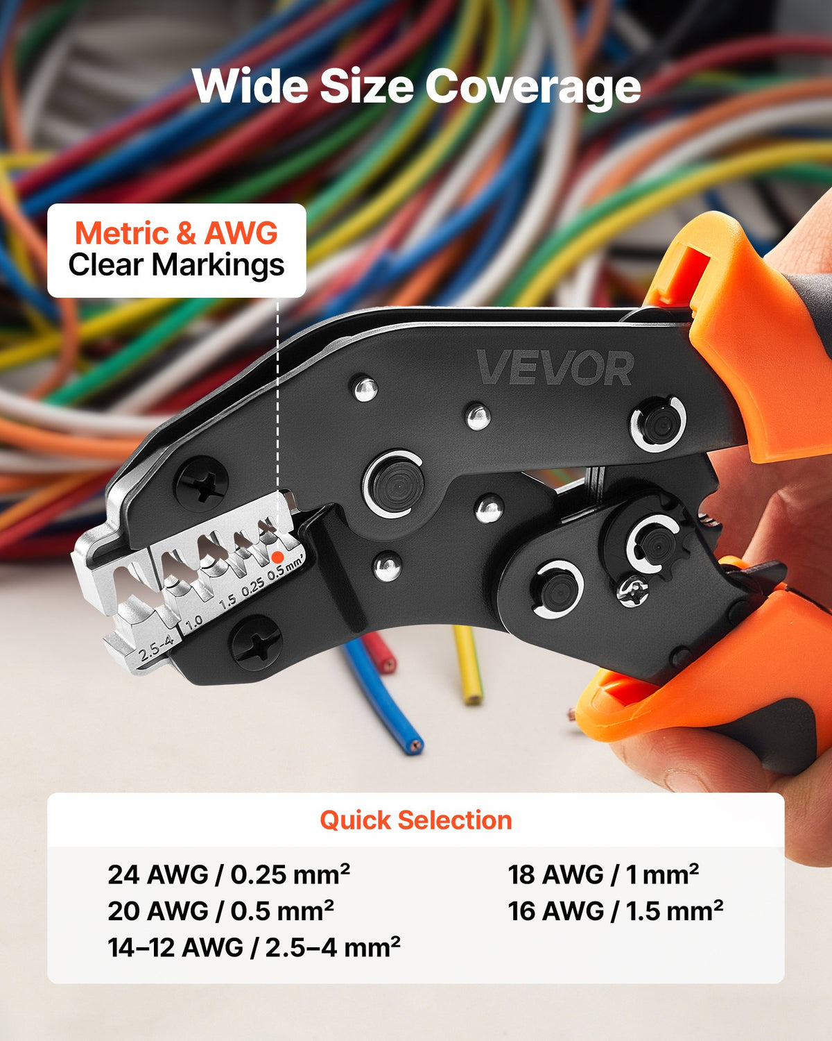 Užspaudimo replės VEVOR SN-68B, 0,25–4 mm²