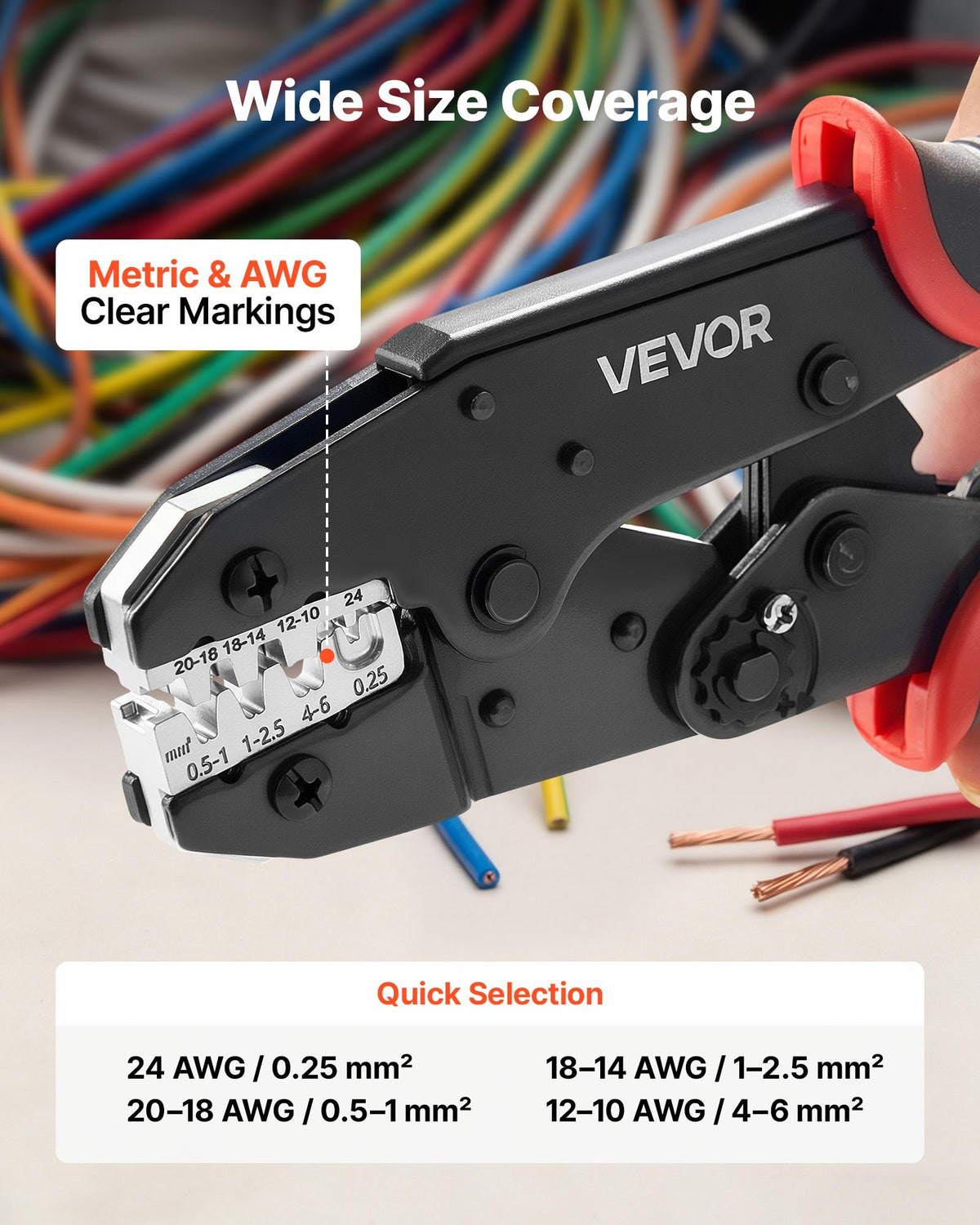 Užspaudimo replės VEVOR HSK-03BC, 0,25-6 mm²