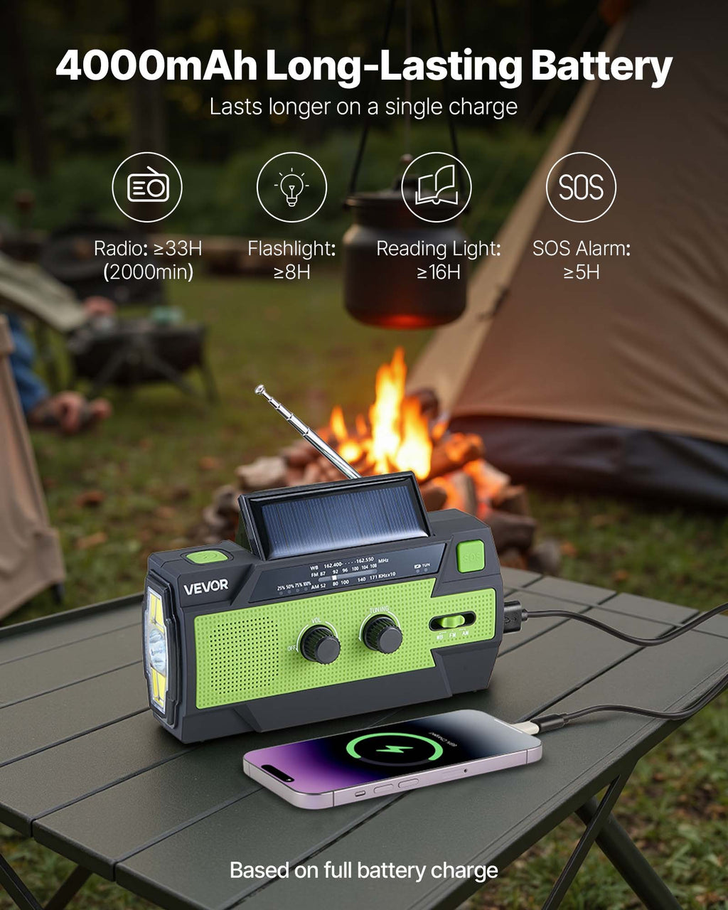 Avarinis radijo imtuvas VEVOR MD-090P, 4000 mAh