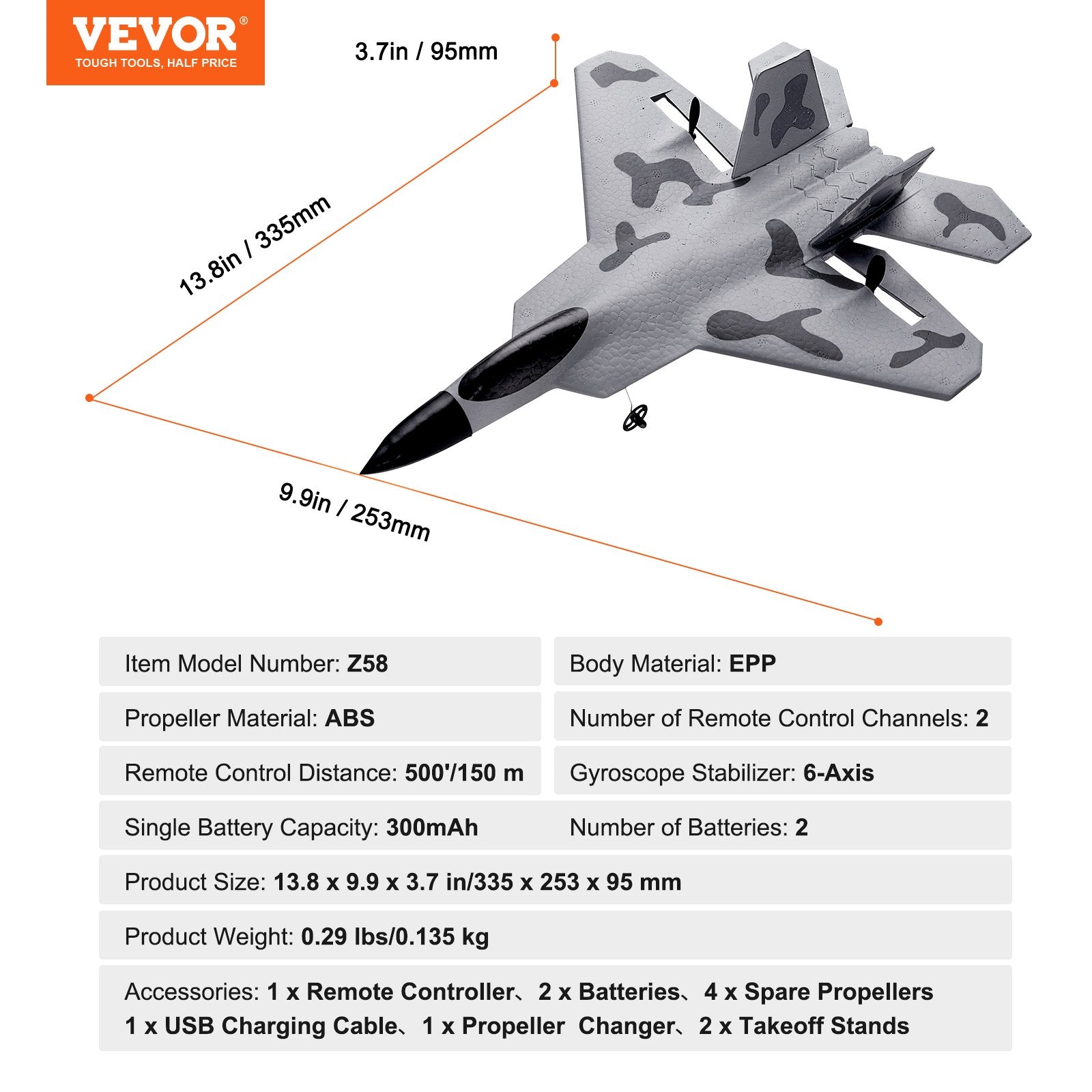 Nuotolinio valdymo lėktuvas VEVOR Z58, 2.4 GHz