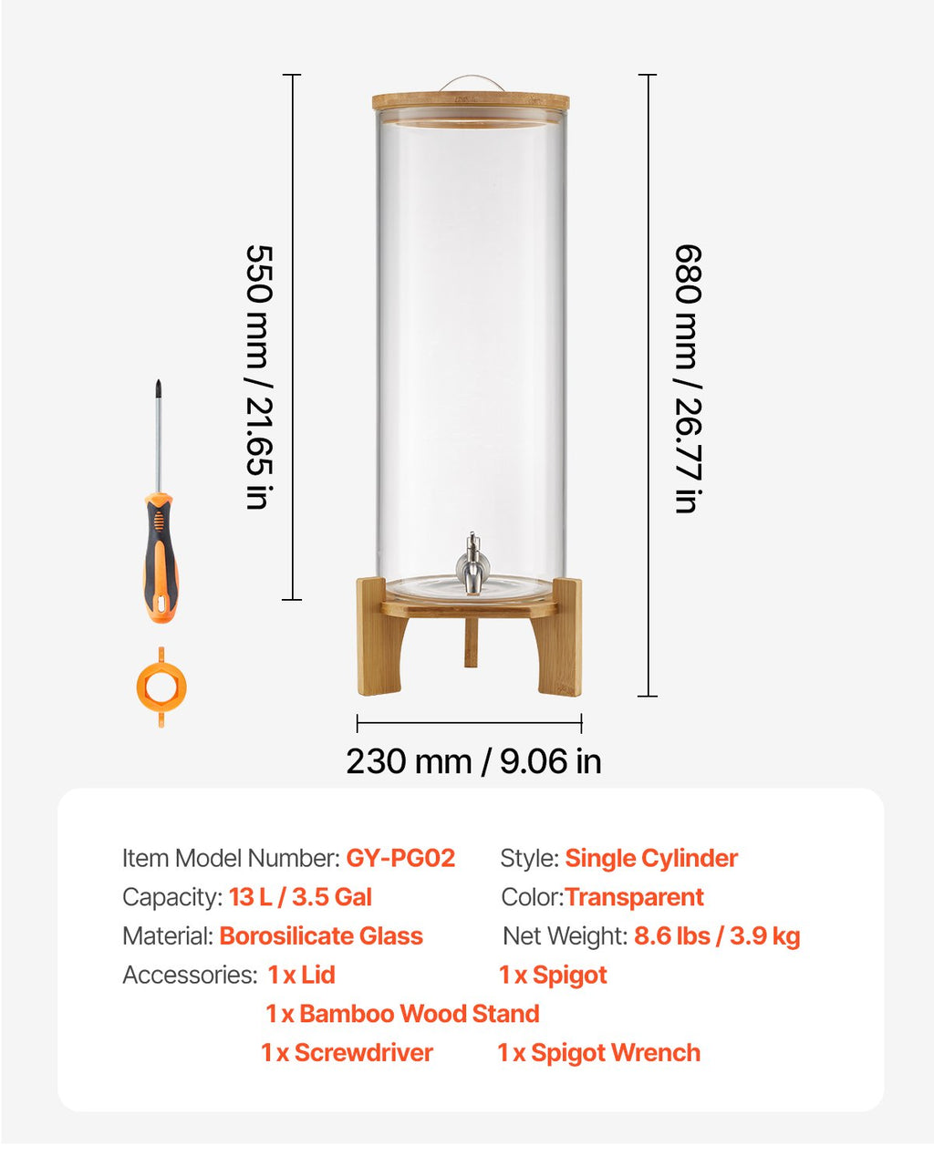 Gėrimų dozatorius VEVOR GY-PG02, 13 l talpos