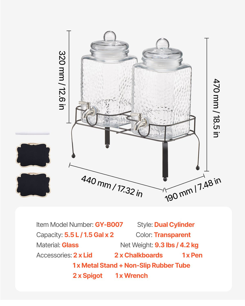 Gėrimų dozatorius VEVOR GY-B007, 2 x 5,5 l talpa