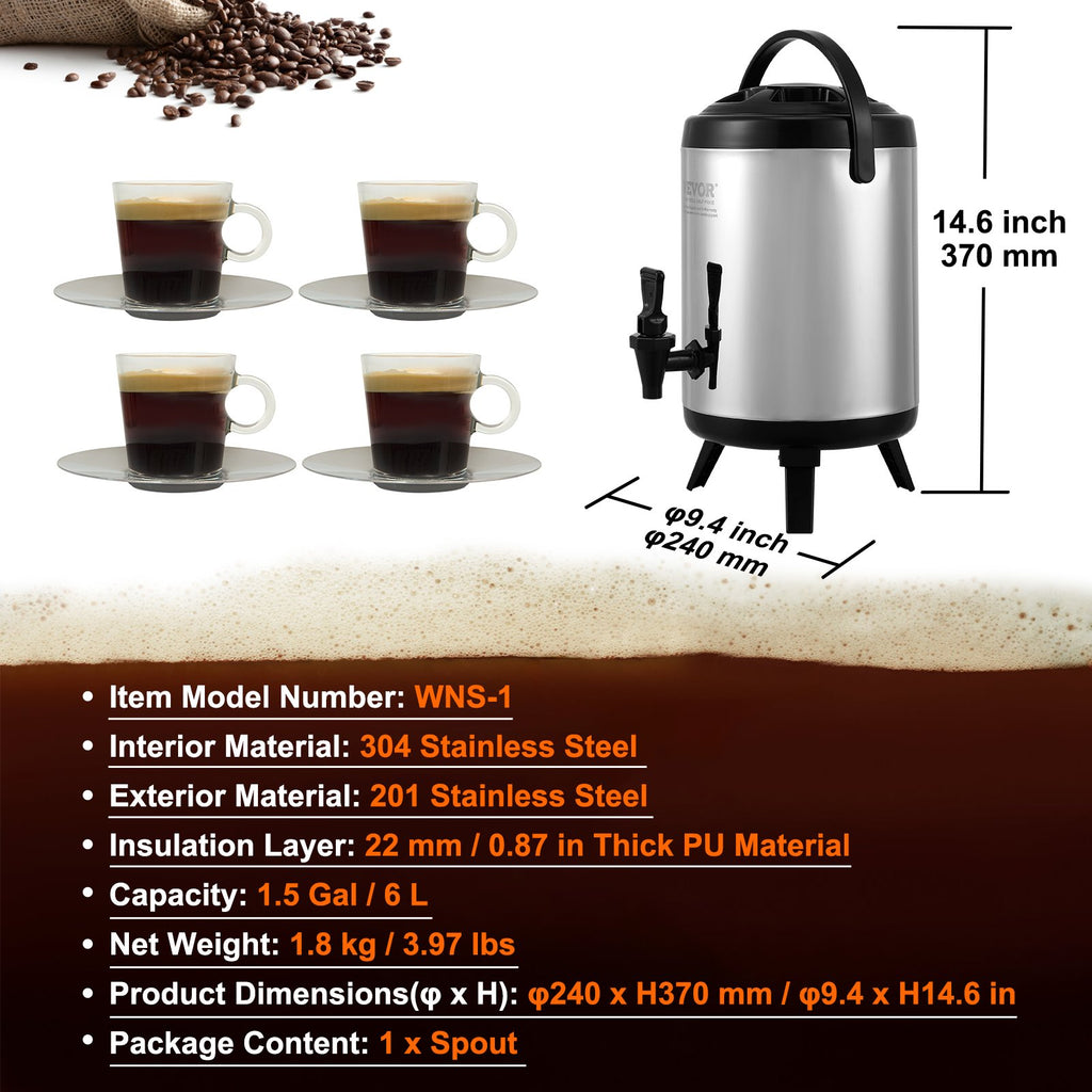 Termosas gėrimams VEVOR WNS-1, 6 l
