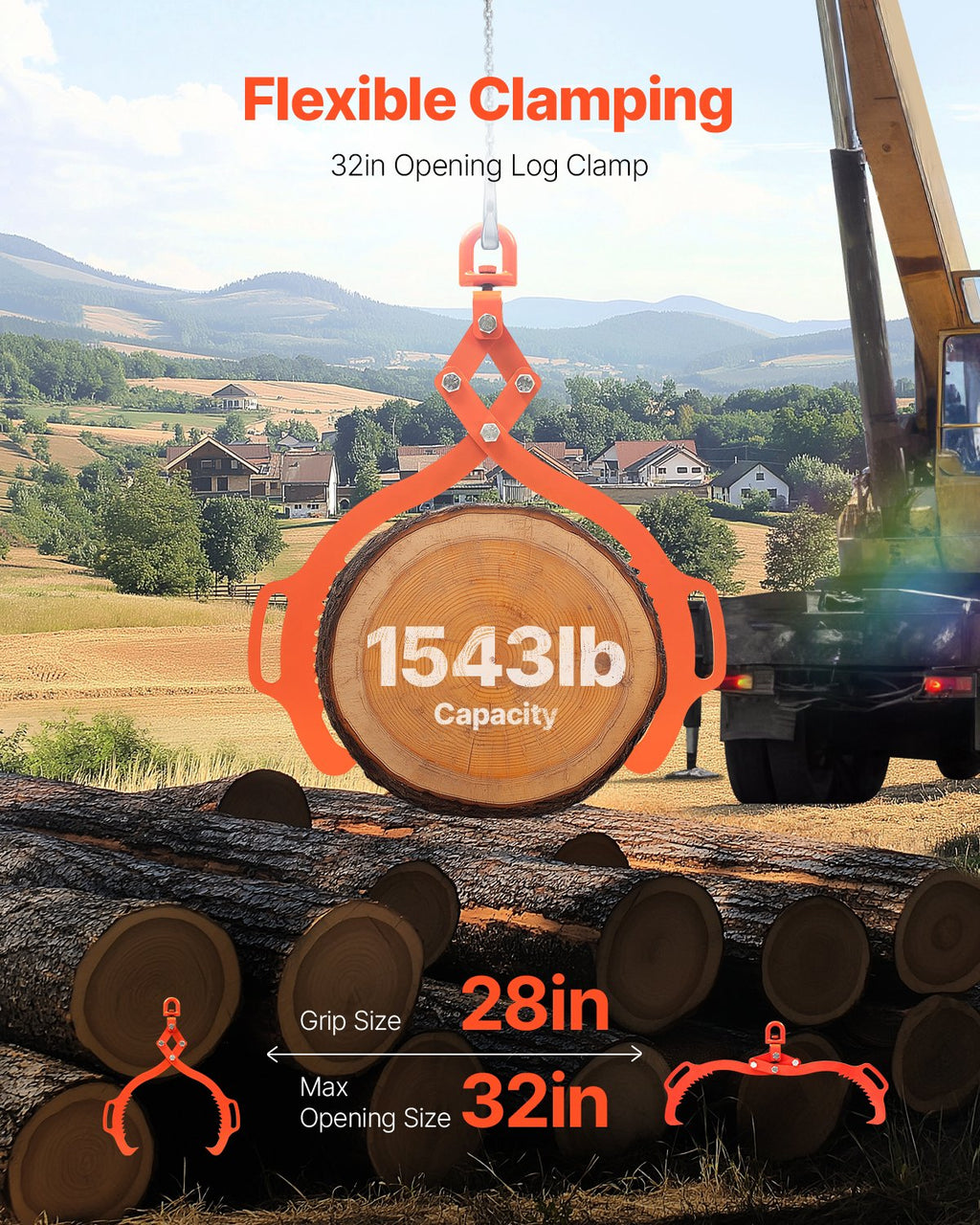 Rąstų kėlimo žnyplės VEVOR SC32, 700 kg keliamoji galia