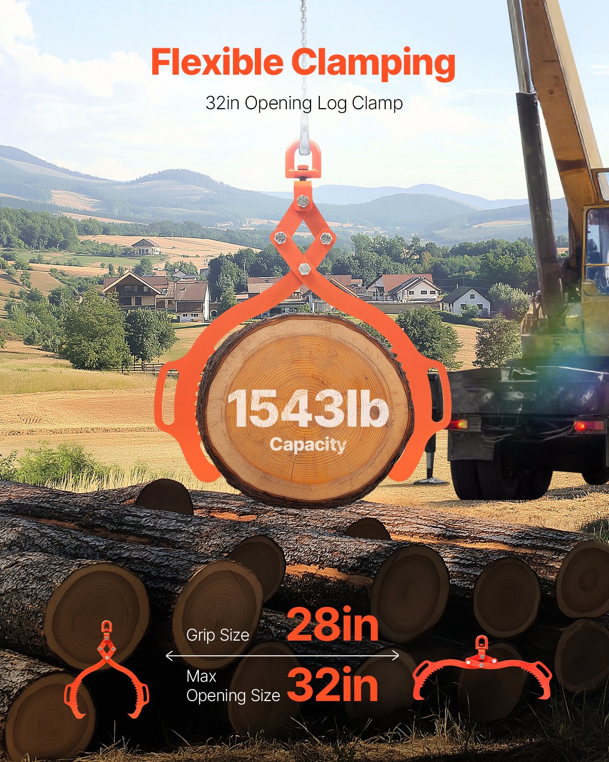 Rąstų kėlimo žnyplės VEVOR SC32, 700 kg keliamoji galia