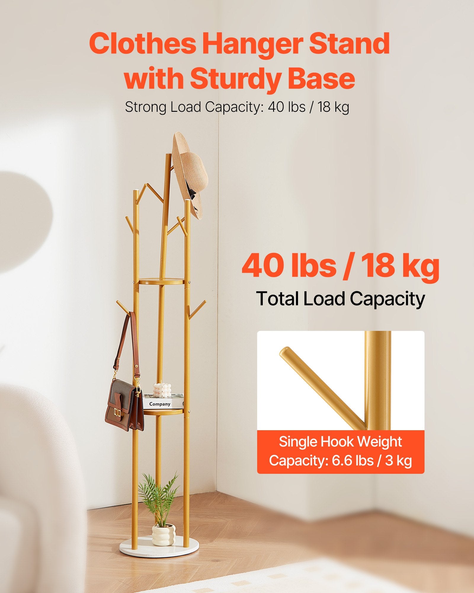 Pastatoma drabužių kabykla VEVOR GH-620, 9 kabliukai