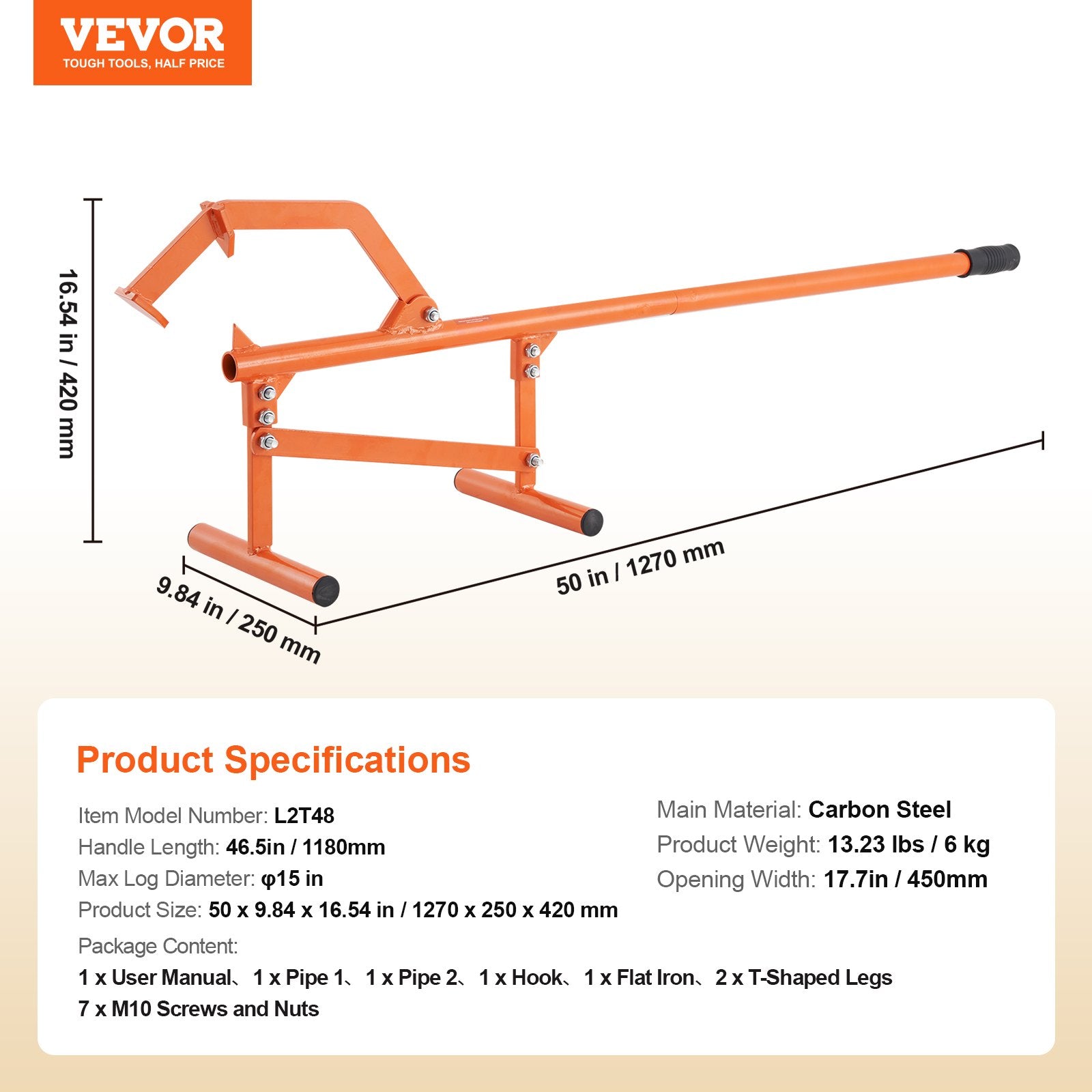 Rąstų pakėlėjas VEVOR L2T48, 118 cm