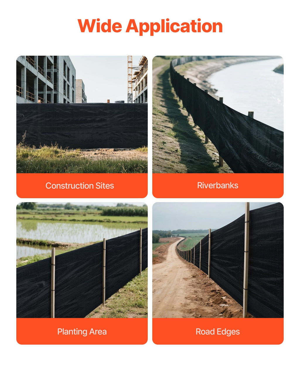 Apsauginė tvorelė nuo nuosėdų VEVOR ADS0350070, 0,91 x 152,4 m