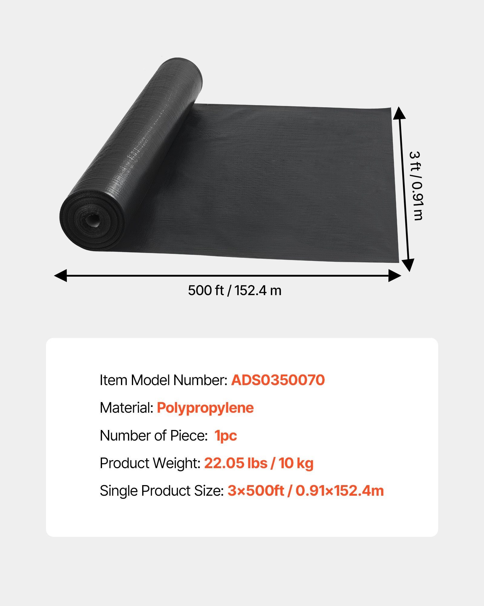 Apsauginė tvorelė nuo nuosėdų VEVOR ADS0350070, 0,91 x 152,4 m