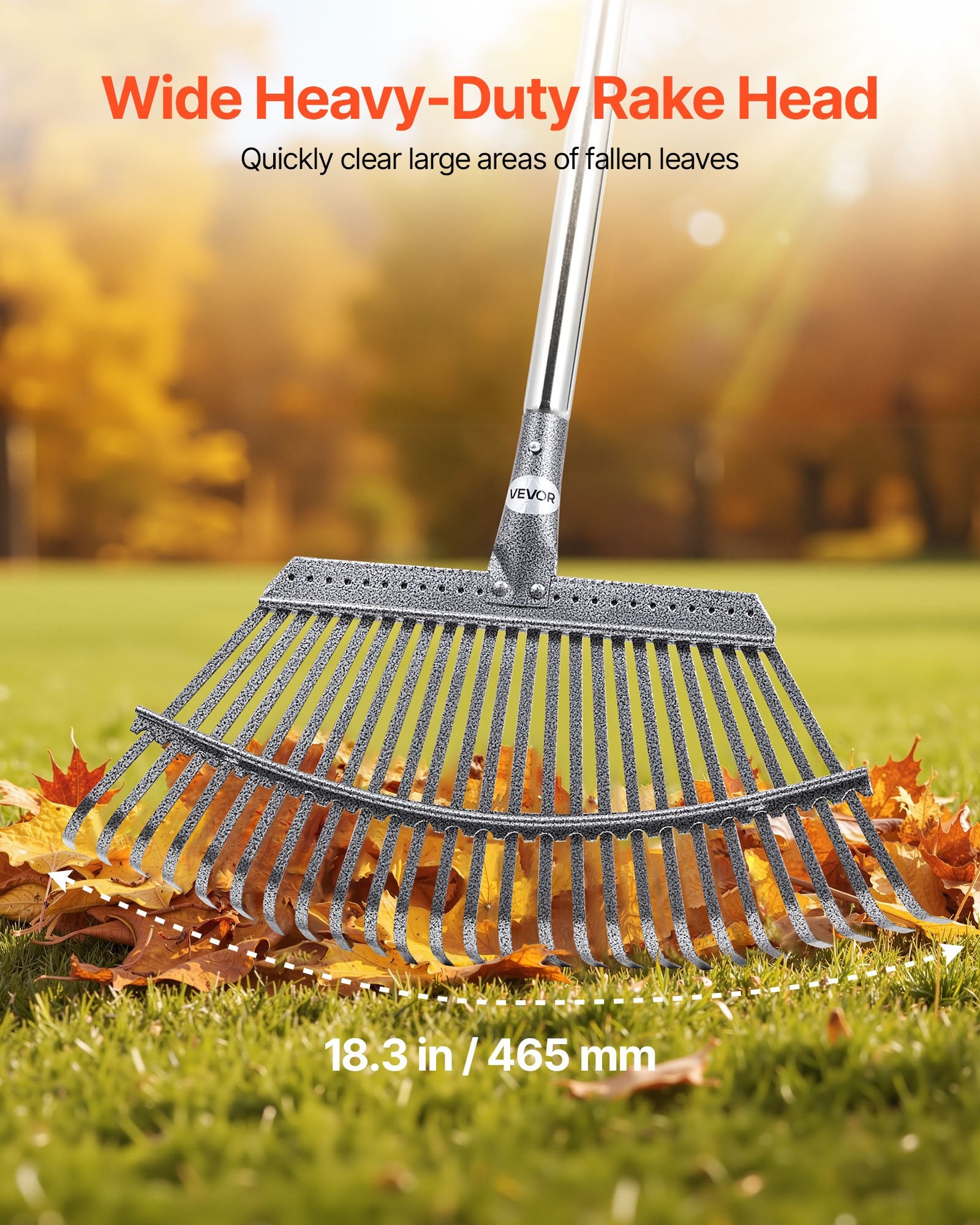 Lapų grėblys VEVOR 25T RAKE, 46,5 cm pločio galva