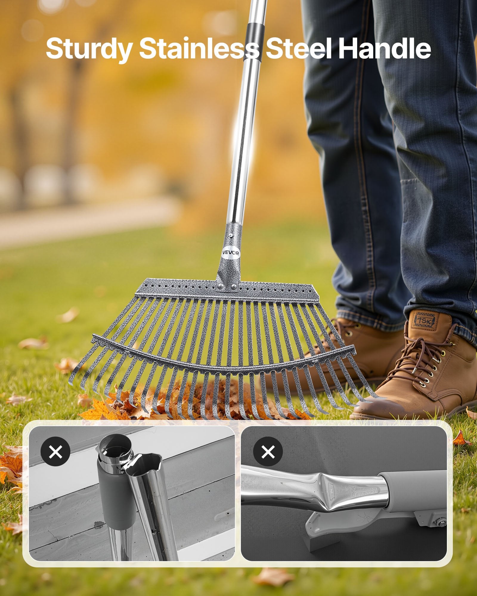 Lapų grėblys VEVOR 25T RAKE, 46,5 cm pločio galva