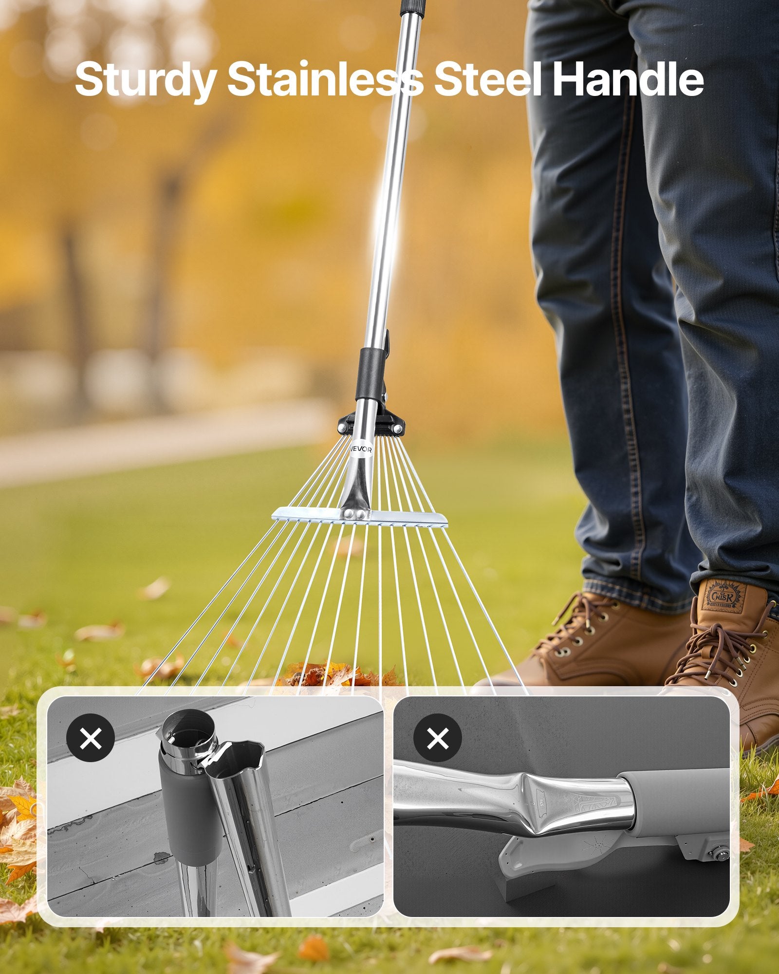 Lapų grėblys VEVOR 15T RAKE stretch, reguliuojamas plotis 19–57 cm