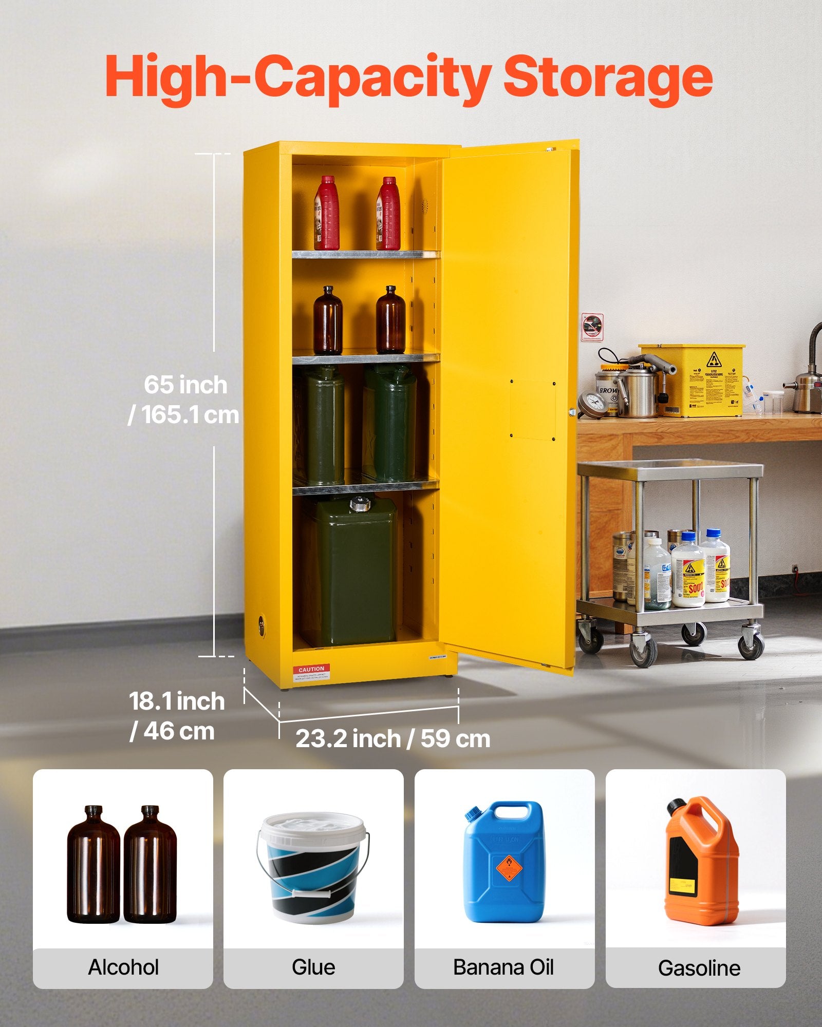 Spinta degioms medžiagoms VEVOR SS-23GAL, 87 l talpos