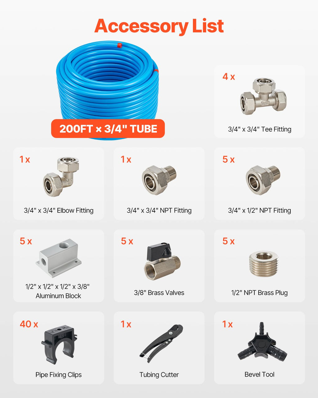 Suspausto oro vamzdyno komplektas VEVOR CAP 200ft, 60,96 m ilgis
