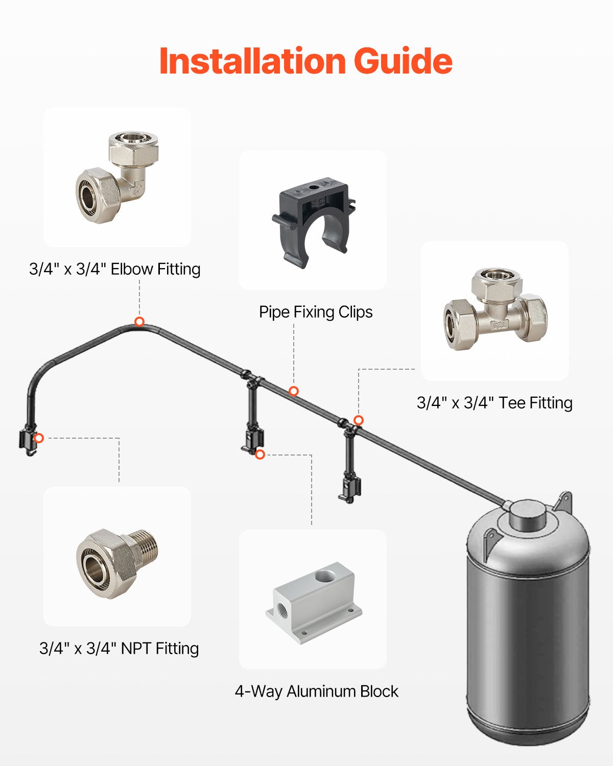 Suspausto oro vamzdyno komplektas VEVOR CAP 200ft, 60,96 m
