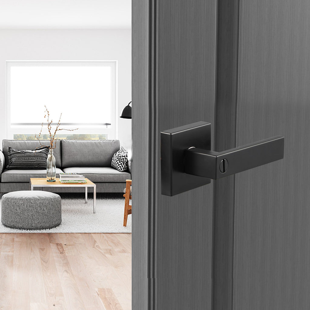 Vidaus durų rankena su užraktu VEVOR KJ2118-BK-BLK, matinė juoda