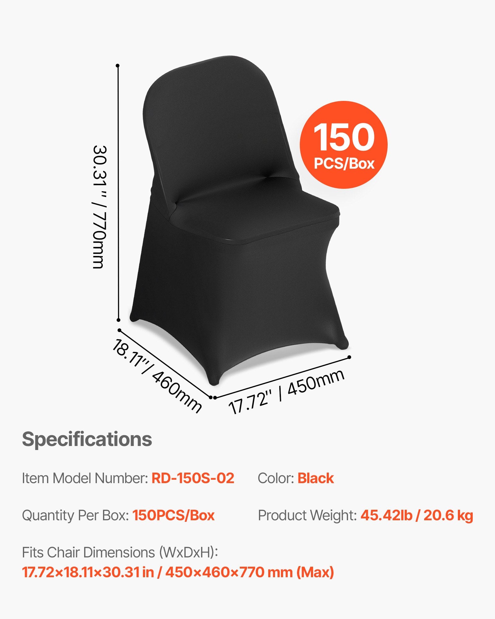 Kėdžių užvalkalai VEVOR RD-150S-02, 150 vnt.