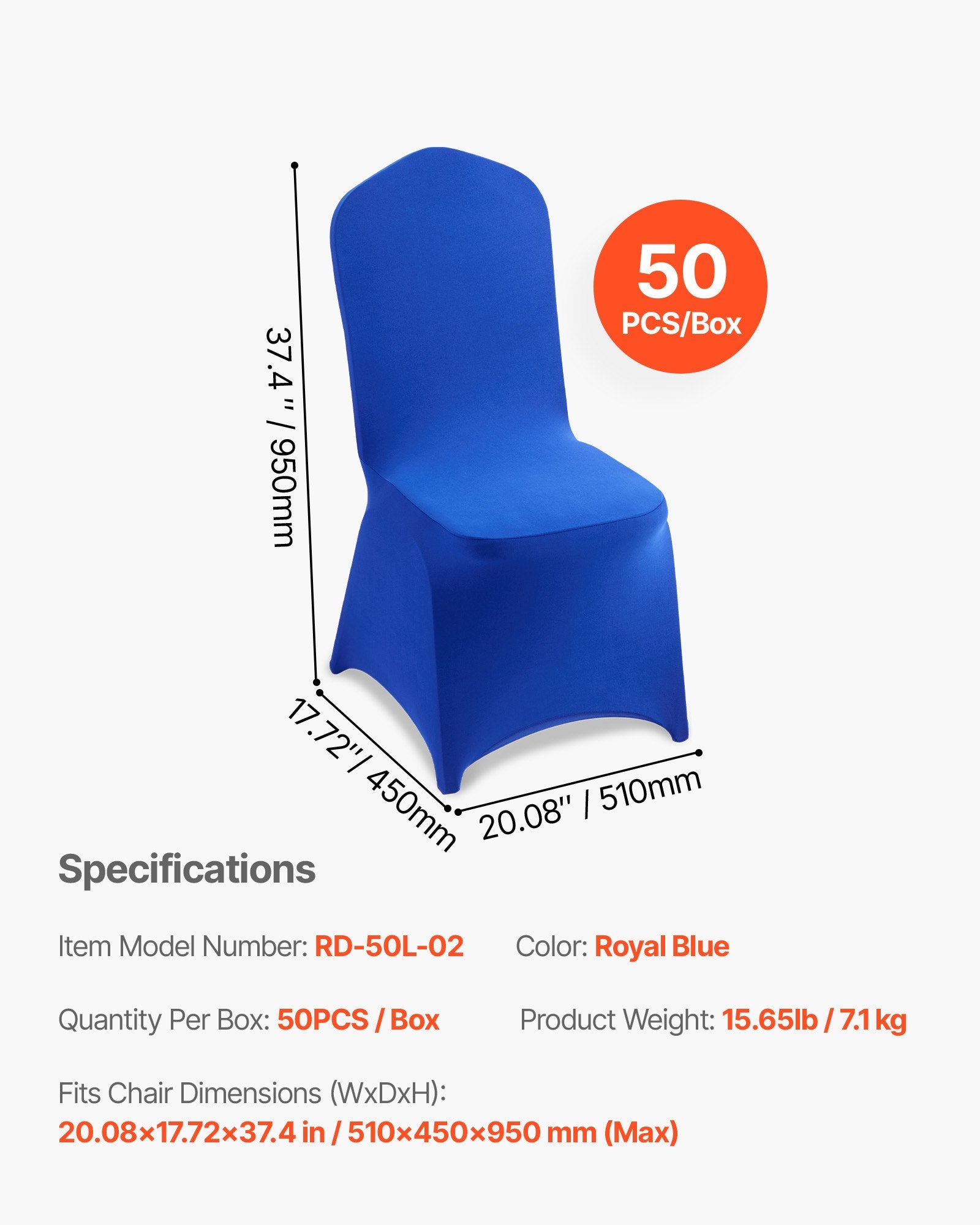 Kėdžių užvalkalai VEVOR RD-50L-02, 50 vnt.