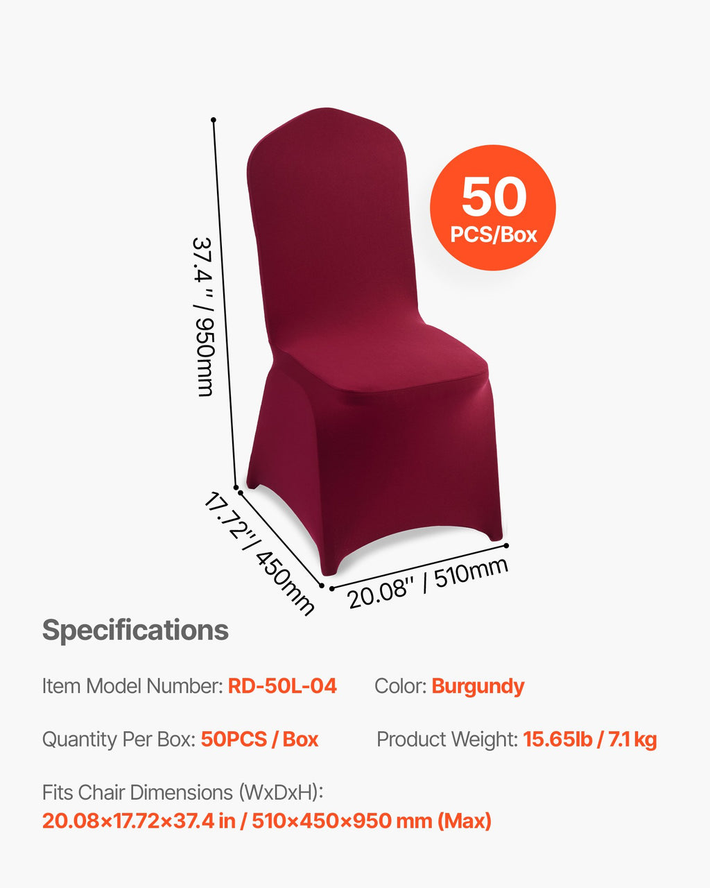 Kėdžių užvalkalai VEVOR RD-50L-04, 50 vnt.