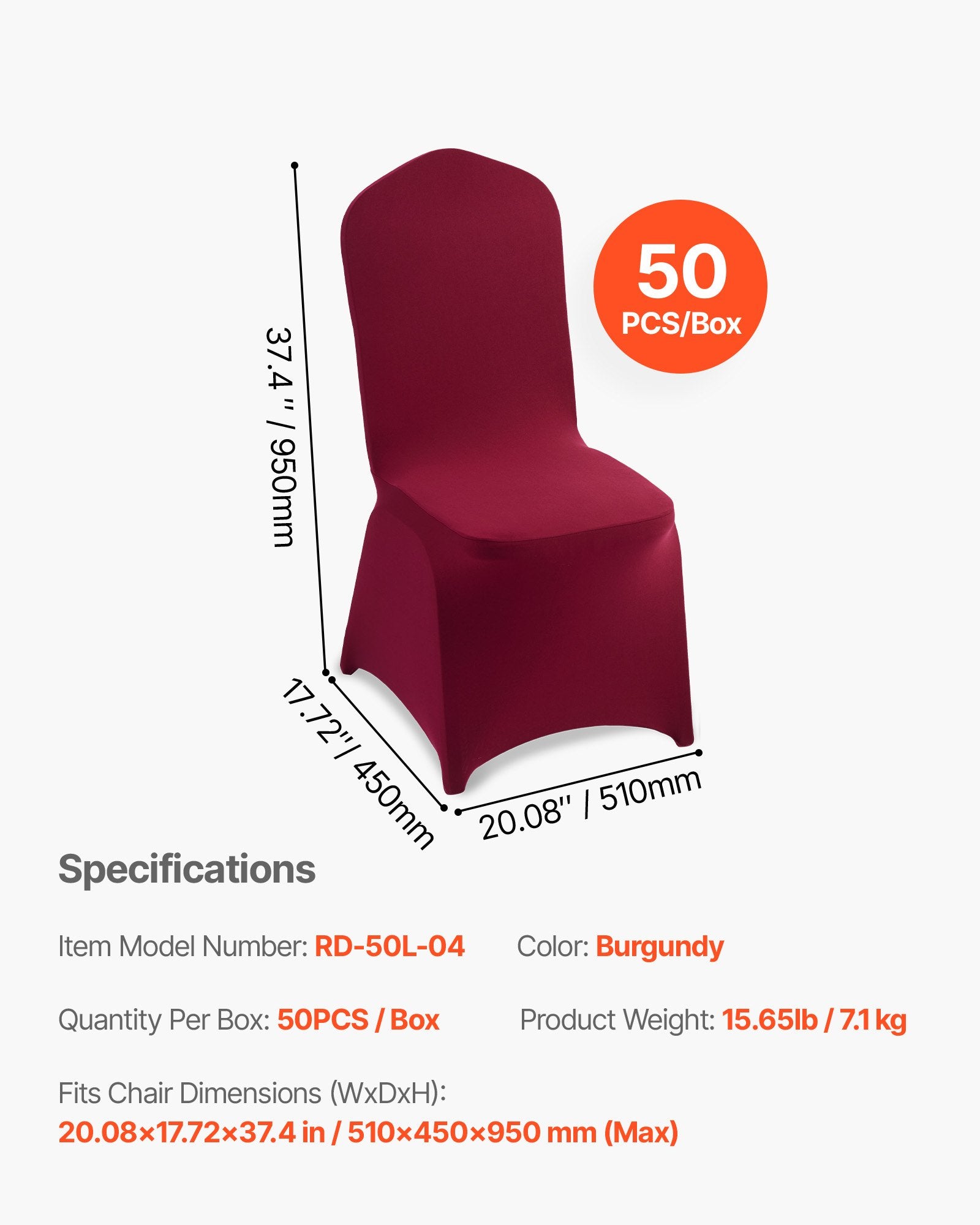 Kėdžių užvalkalai VEVOR RD-50L-04, 50 vnt.