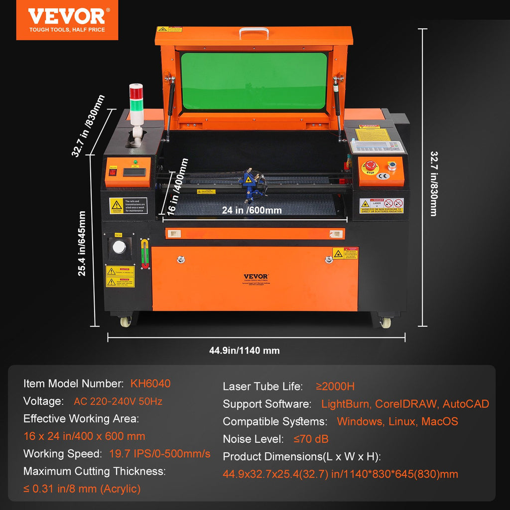 CO2 lazerinės graviravimo ir pjovimo staklės VEVOR KH6040, 60W