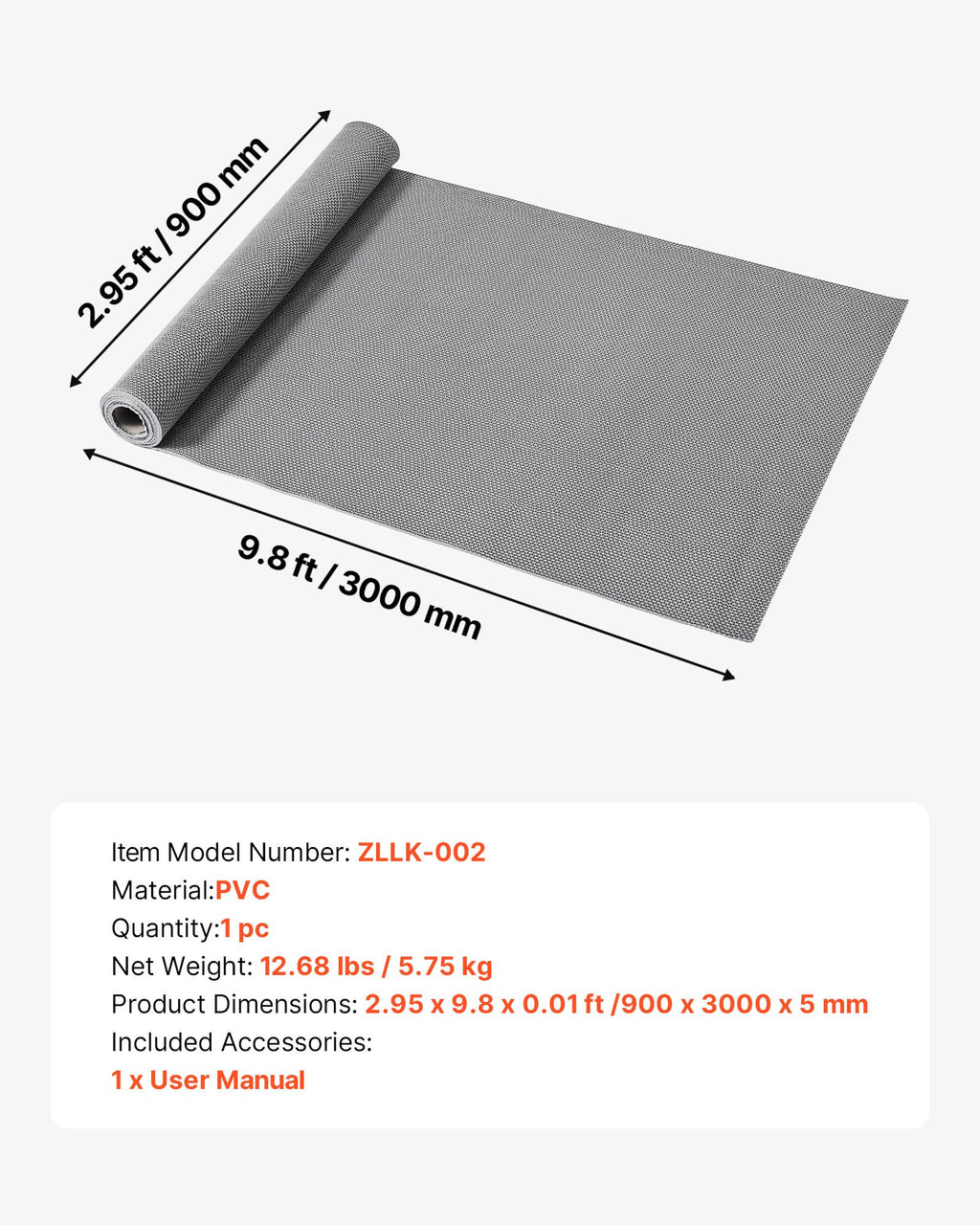 Drenažinis kilimėlis VEVOR ZLLK-002, 90 x 300 cm