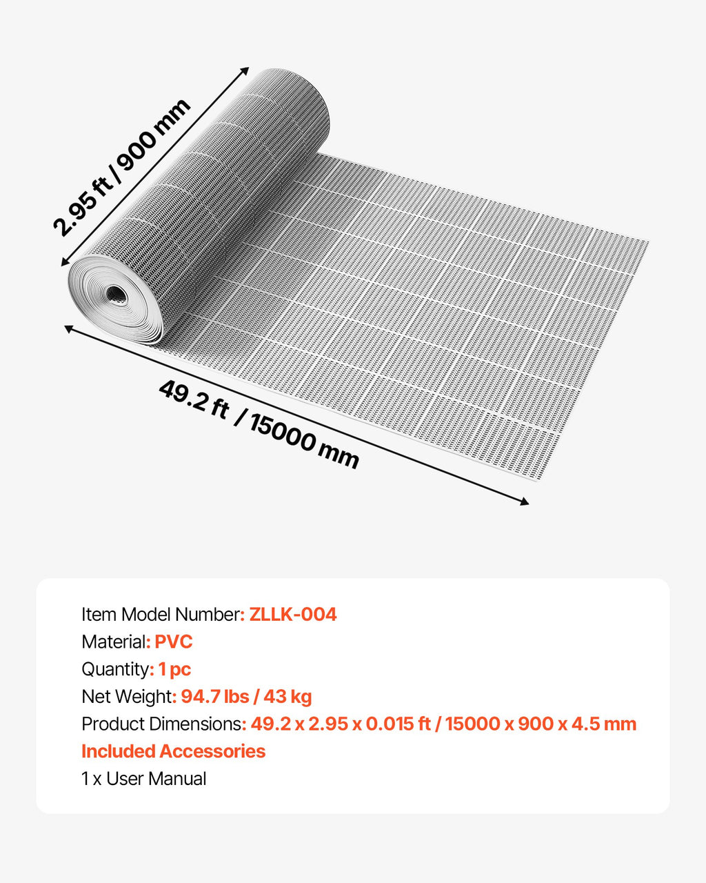 Drenažinis kilimėlis VEVOR ZLLK-004, 90 x 1500 cm