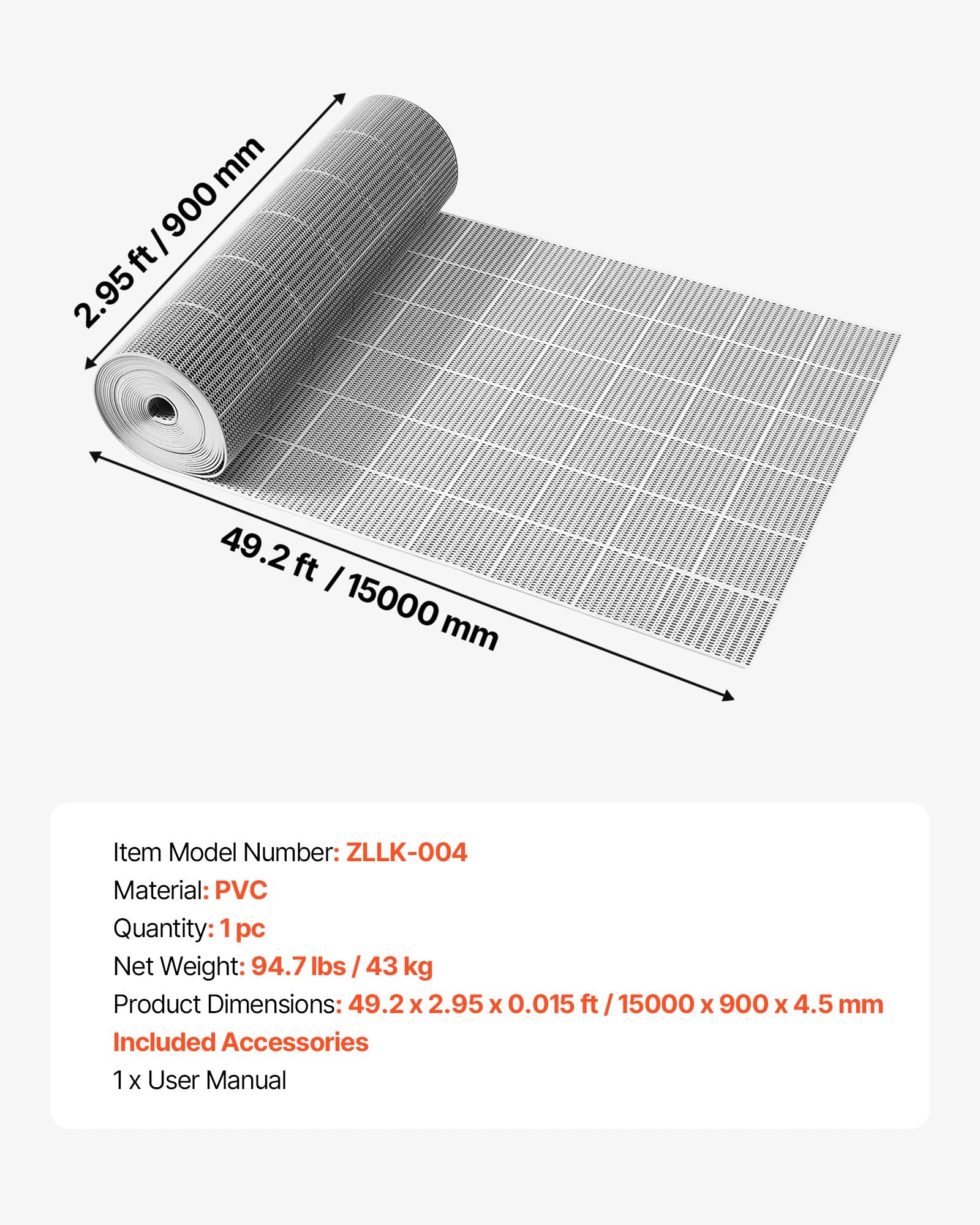 Drenažinis kilimėlis VEVOR ZLLK-004, 90 x 1500 cm