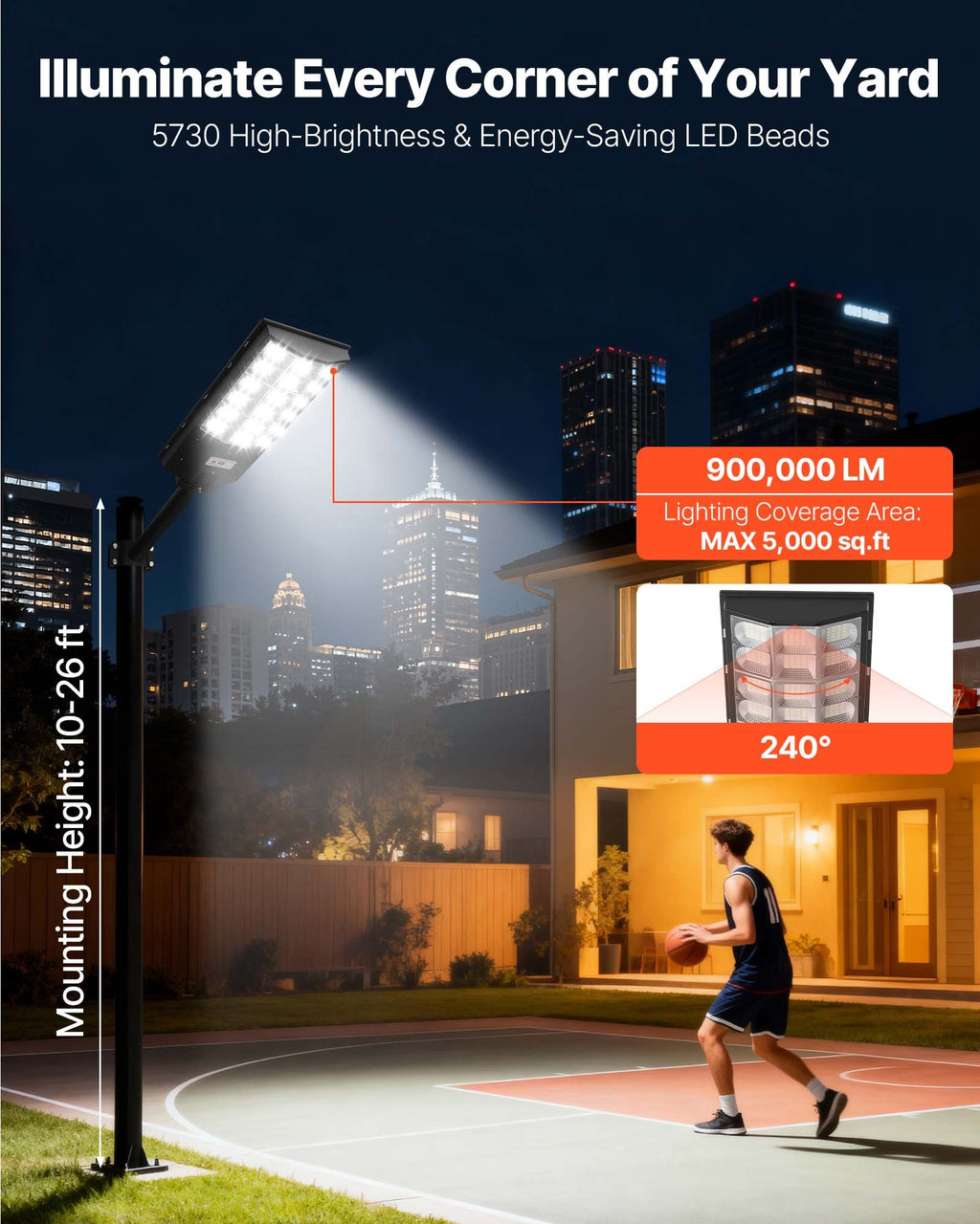 Saulės energijos gatvės šviestuvas VEVOR RBTYNLD-003, 12000W