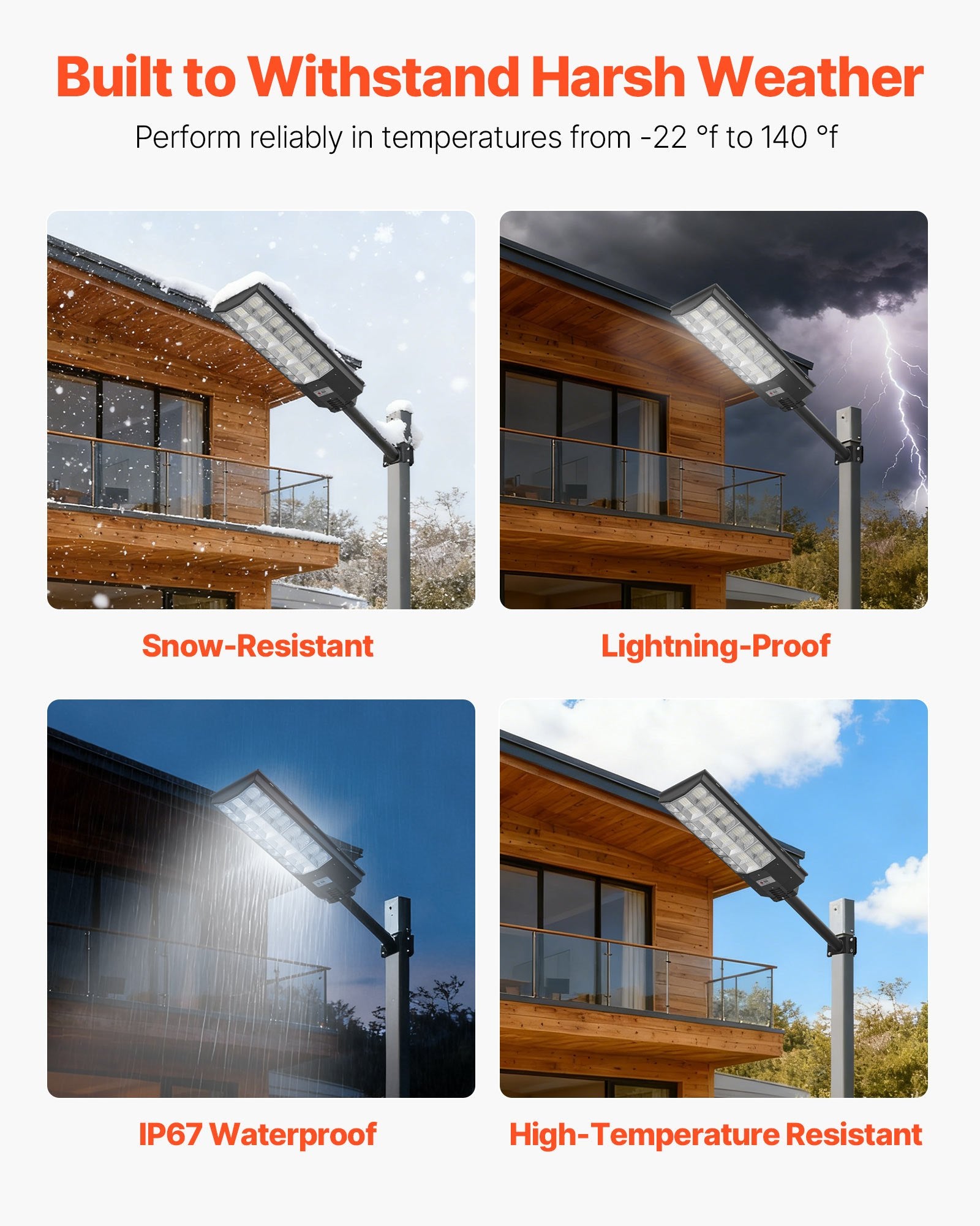 Saulės energija įkraunami gatvės šviestuvai VEVOR RBTYNLD-002, 8000W, 2 vnt.