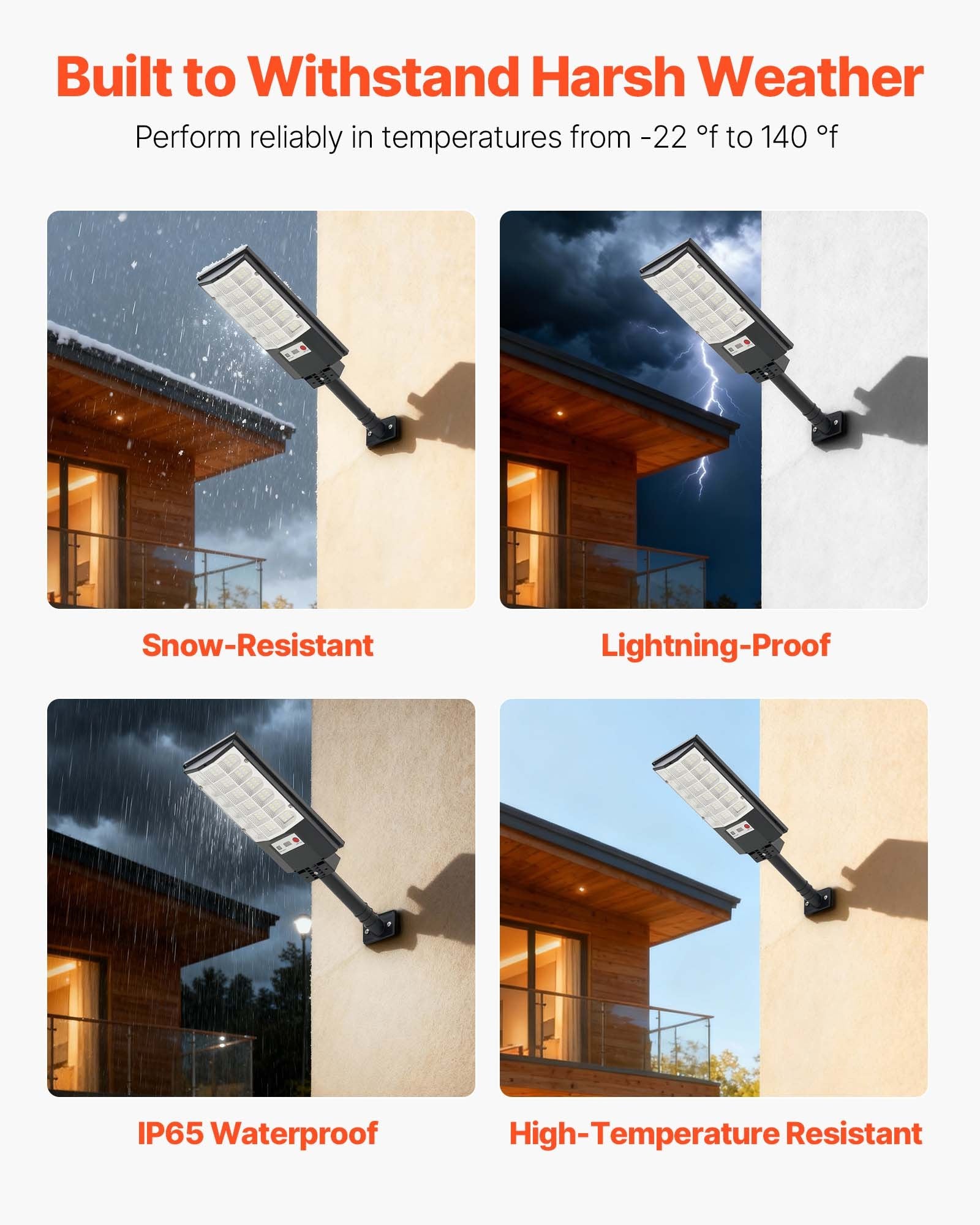 Saulės energijos gatvės šviestuvai VEVOR RBTYNLD-004, 500 W, 4 vnt.