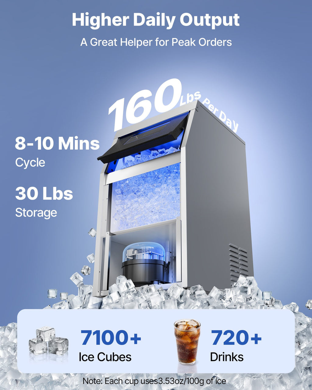 Pramoninis ledo generatorius VEVOR SSX120, 73 kg/24h