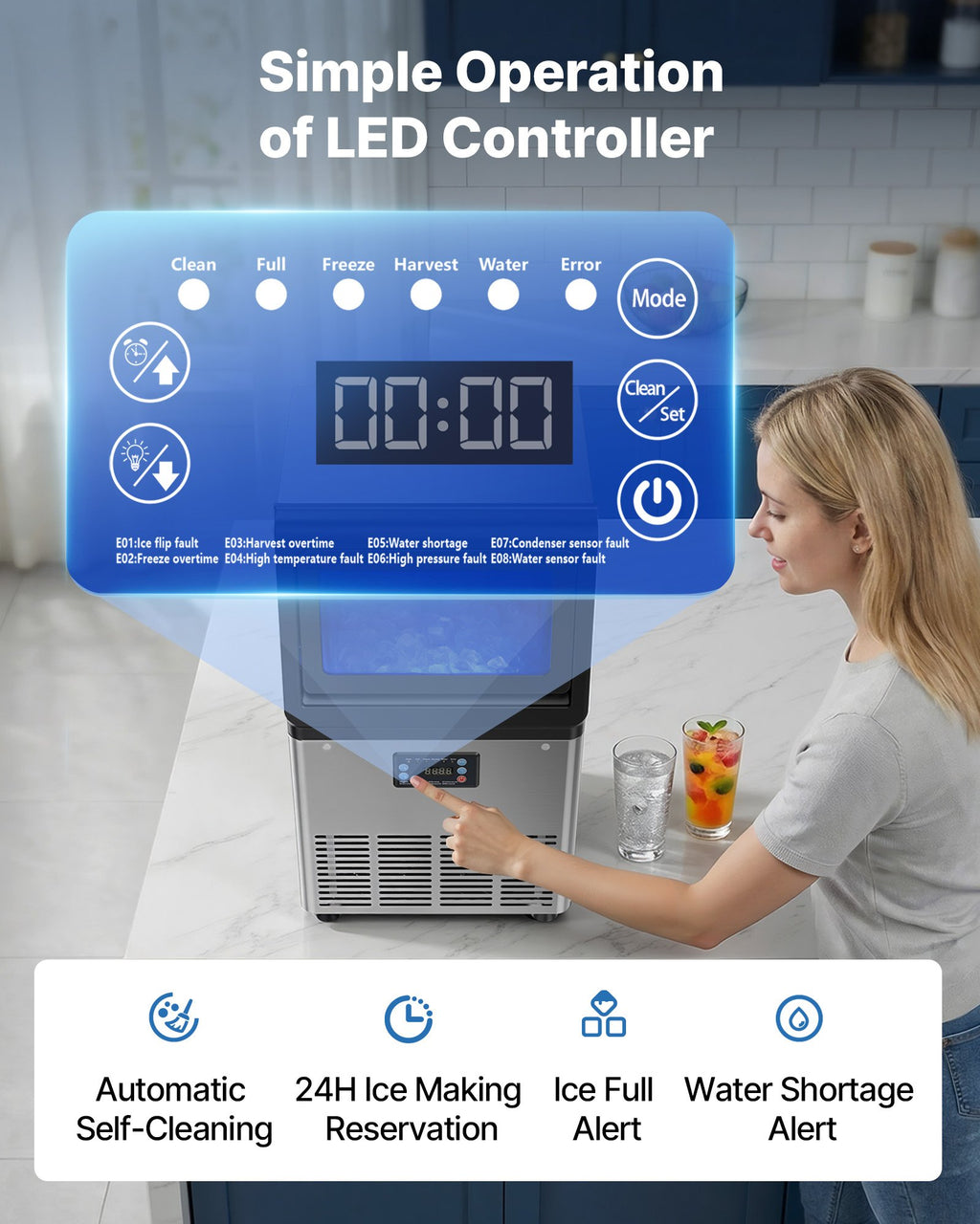 Komercinis ledo gaminimo aparatas VEVOR LB70TB-D, 41 kg/24h