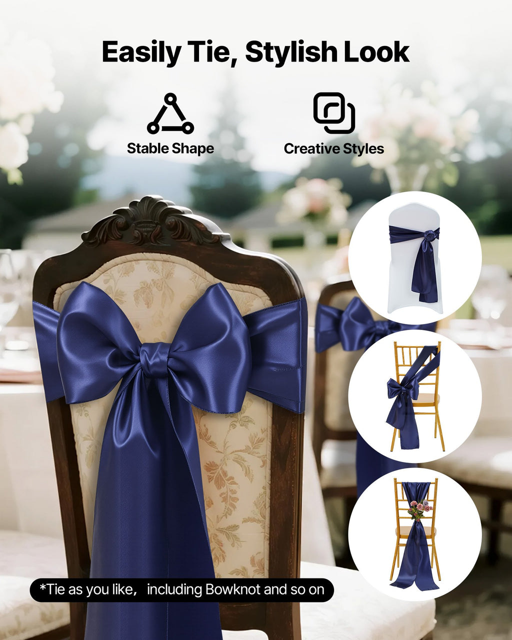 Kėdžių kaspinai VEVOR SC-50-04, 50 vnt.