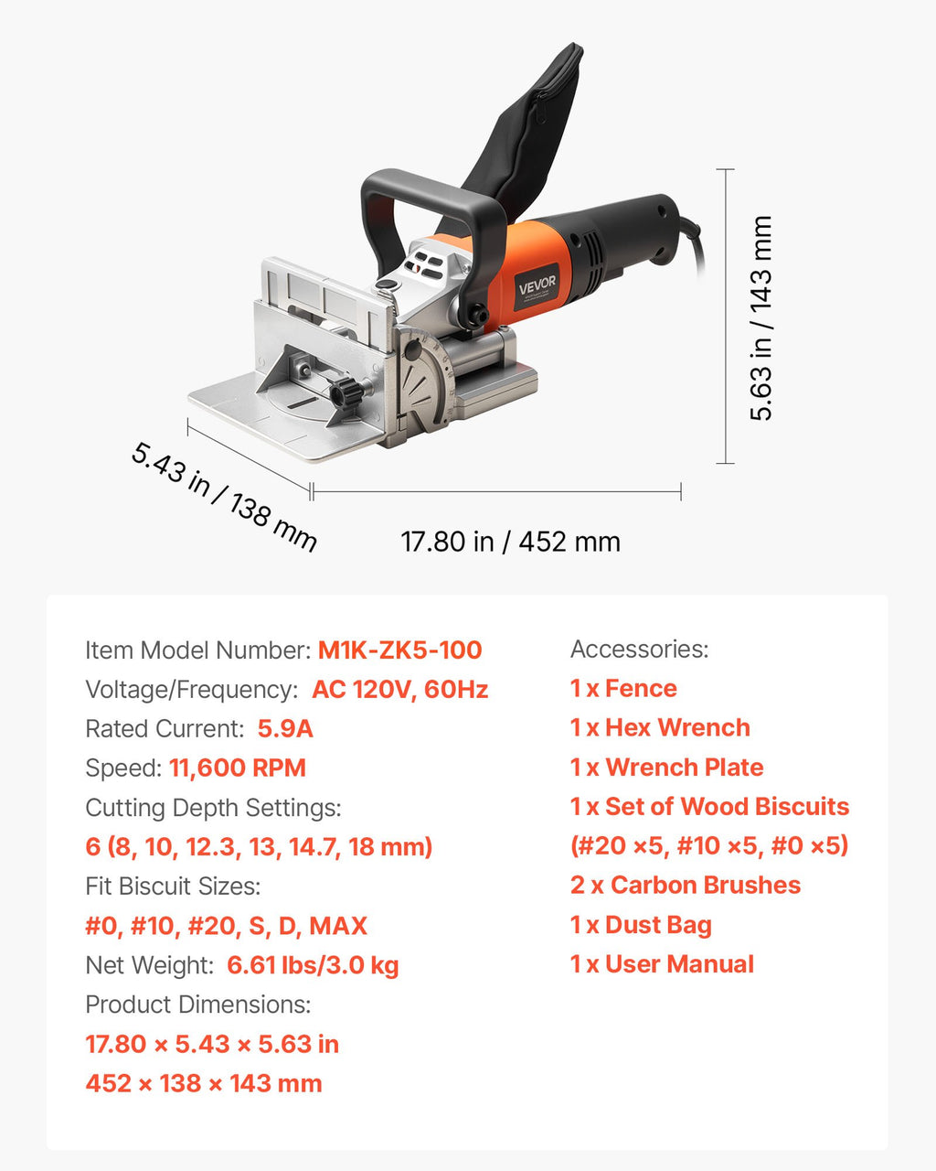 Lamelinis frezeris VEVOR M1K-ZK5-100, 760W