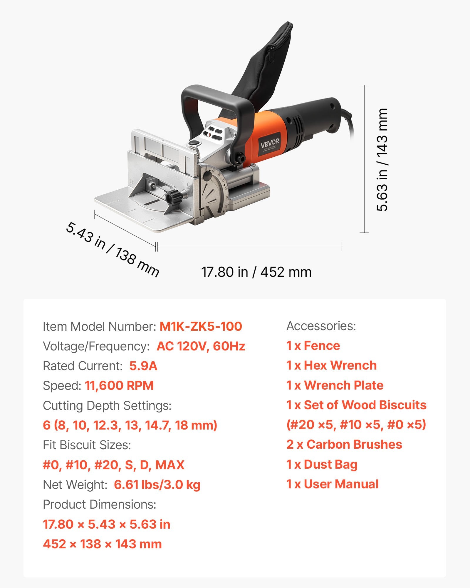 Lamelinis frezeris VEVOR M1K-ZK5-100, 760W
