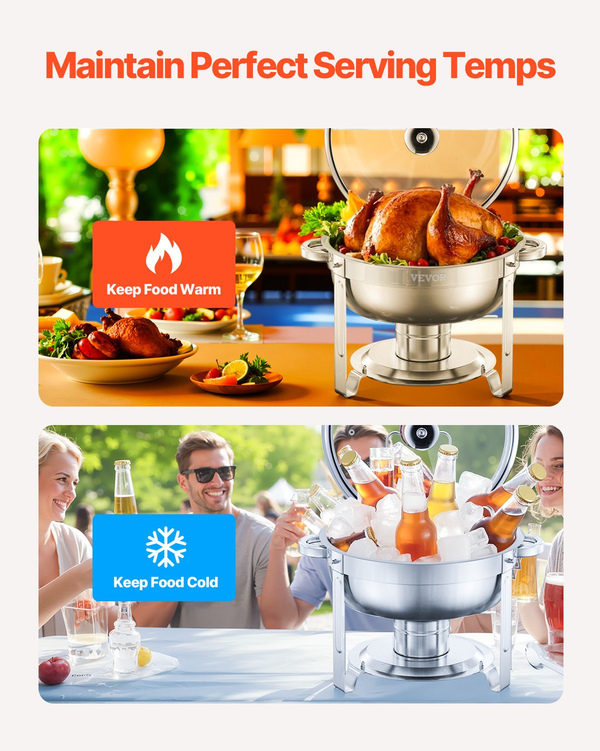 Maisto šildytuvas (Chafing Dish) VEVOR JZYYXCL5LBL2, 4,7 l (2 vnt.)