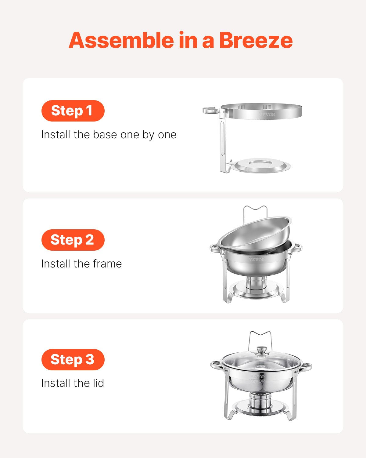 Maisto šildytuvas (Chafing Dish) VEVOR JZYYXCL5LBL2, 4,7 l (2 vnt.)