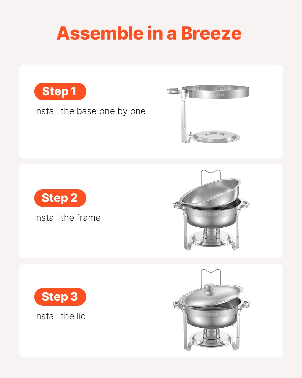 Maisto šildytuvas (Chafing Dish) VEVOR JZYYXCL5LGG2, 2 vnt. po 4,7 l