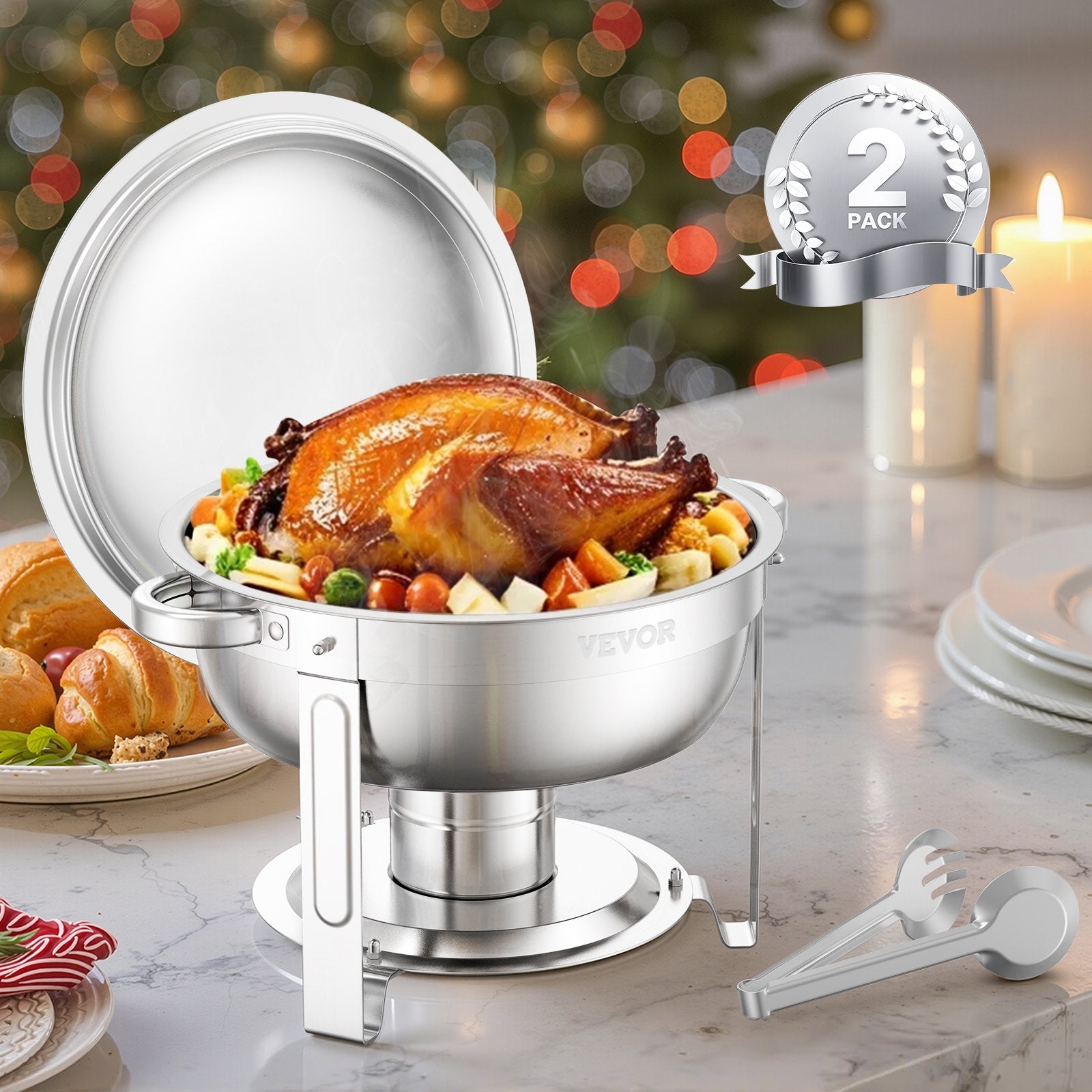 Maisto šildytuvas (Chafing Dish) VEVOR JZYYXCL5LGG2, 2 vnt. po 4,7 l