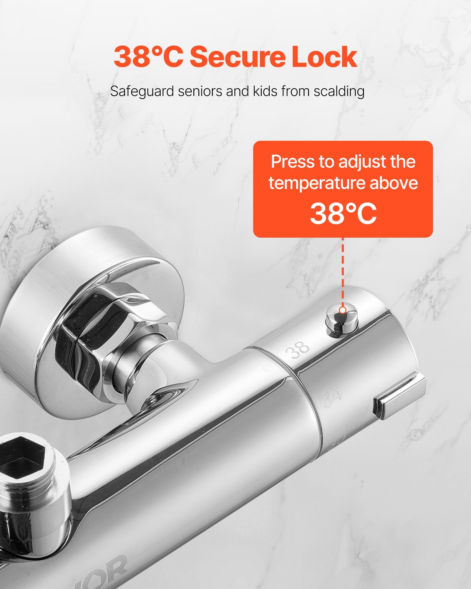 Termostatinis dušo maišytuvas VEVOR YH0324, 38°C apsauga