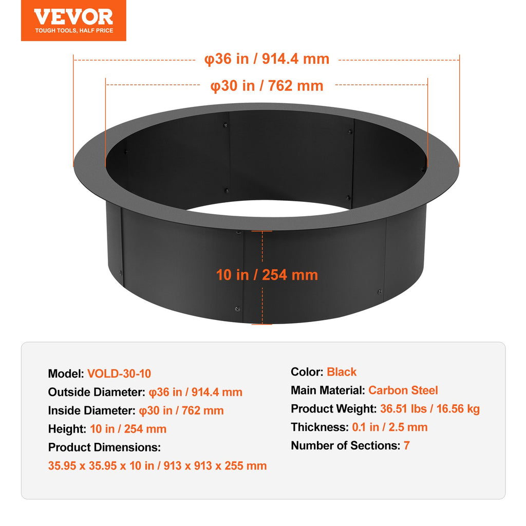 Laužavietės žiedas VEVOR VOLD-30-10, 91,4 cm