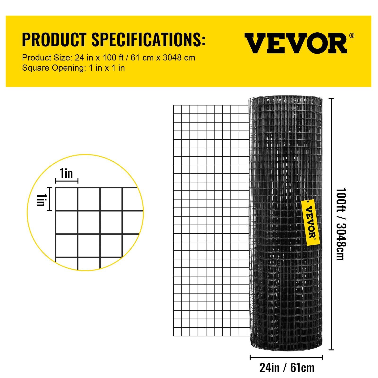 Tinklas tvorai VEVOR VV-HC-24100, 61 cm x 30,5 m