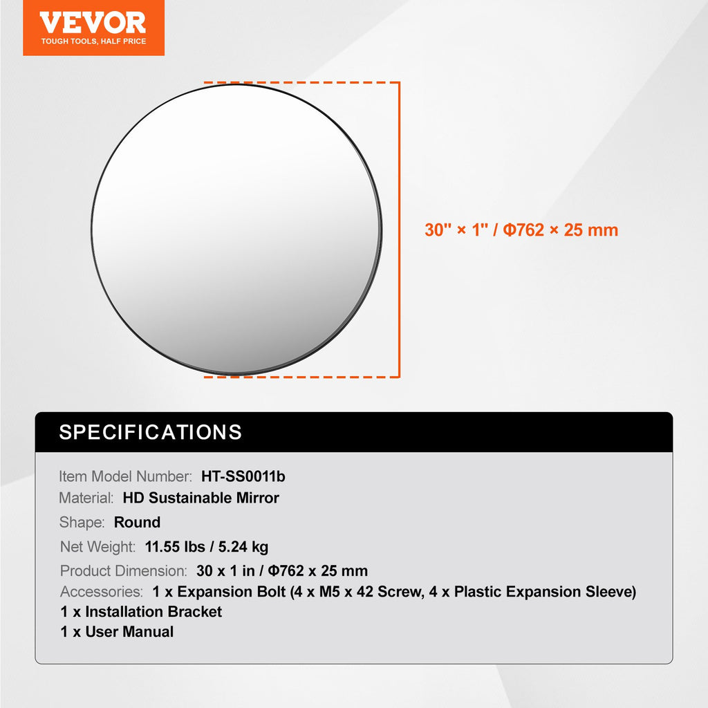 Sieninis veidrodis VEVOR HT-SS0011b, 76 cm skersmens
