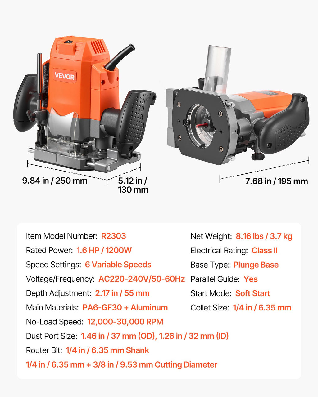 Vertikalaus pjovimo freza VEVOR R2303, 1200W