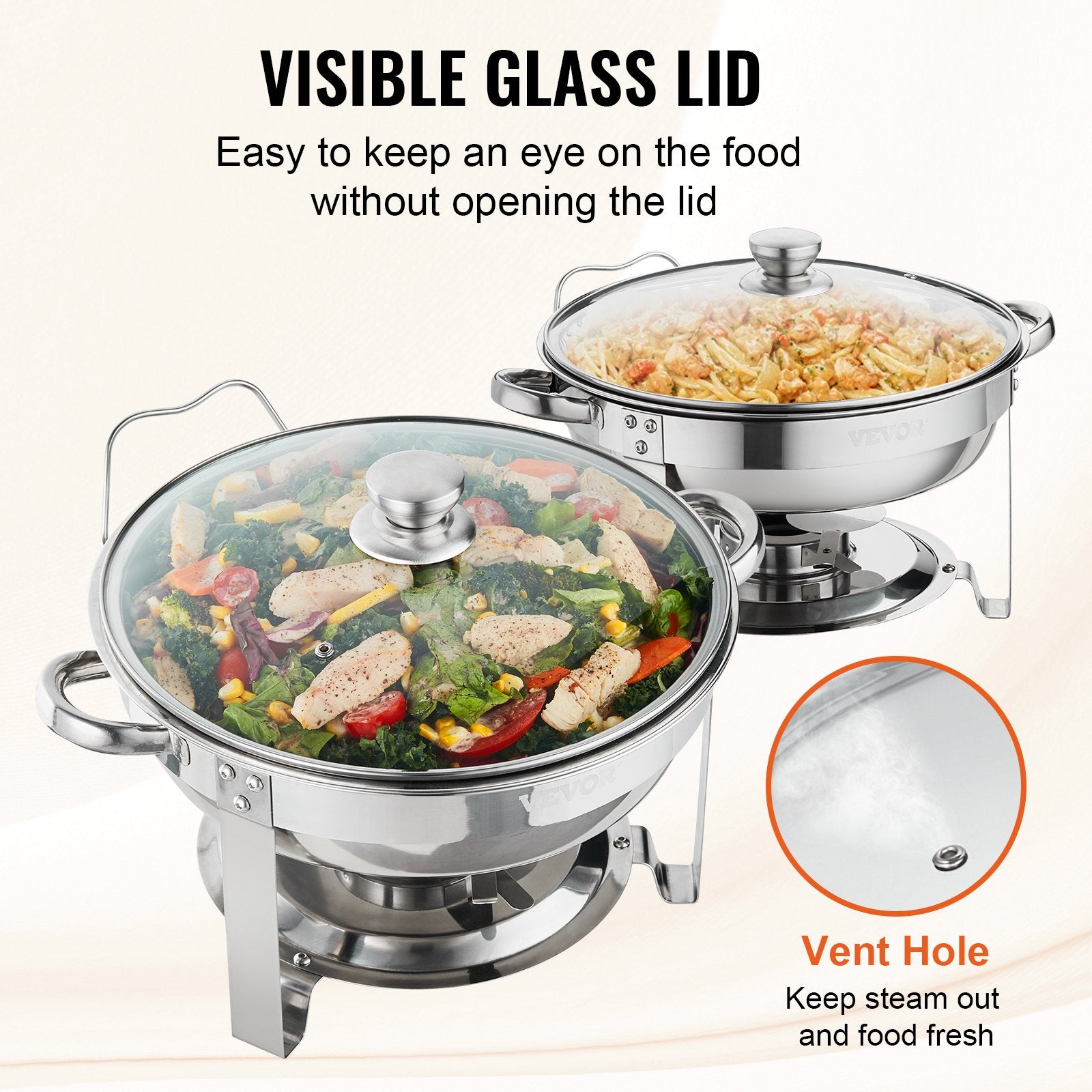 Maisto šildytuvas (Chafing Dish) VEVOR DT-C1036, 2 vnt., 3,8 l talpa