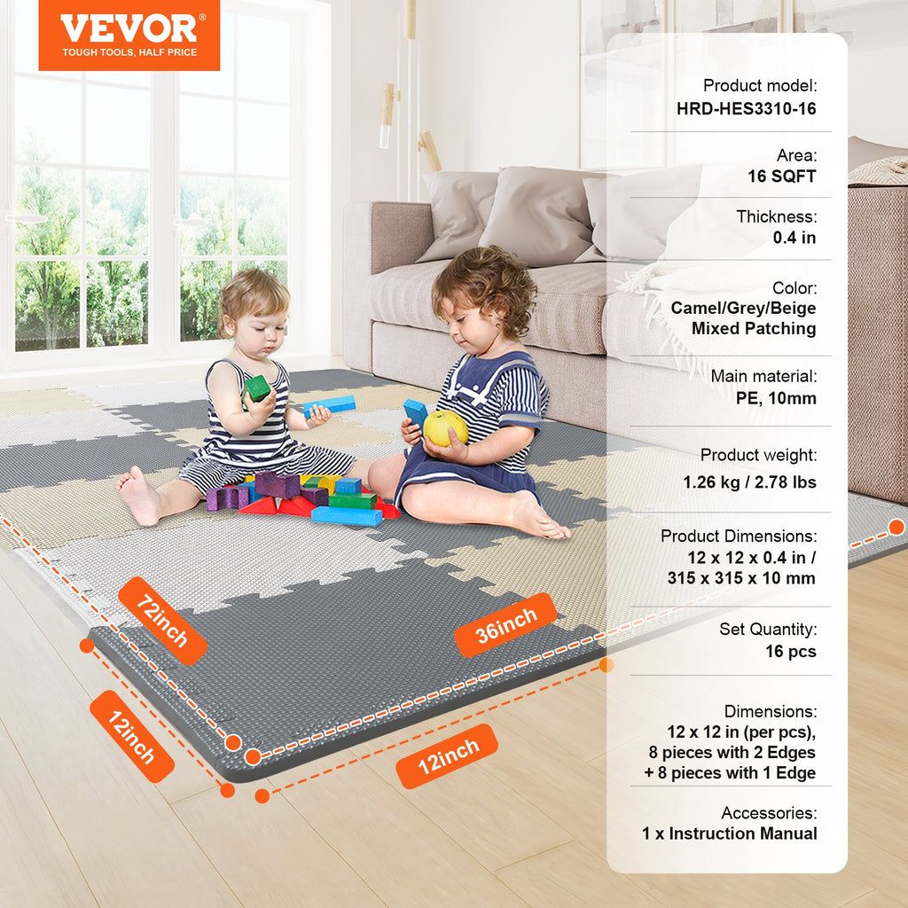 Žaidimų kilimėlis-dėlionė VEVOR HRD-HES3310-16, 16 dalių