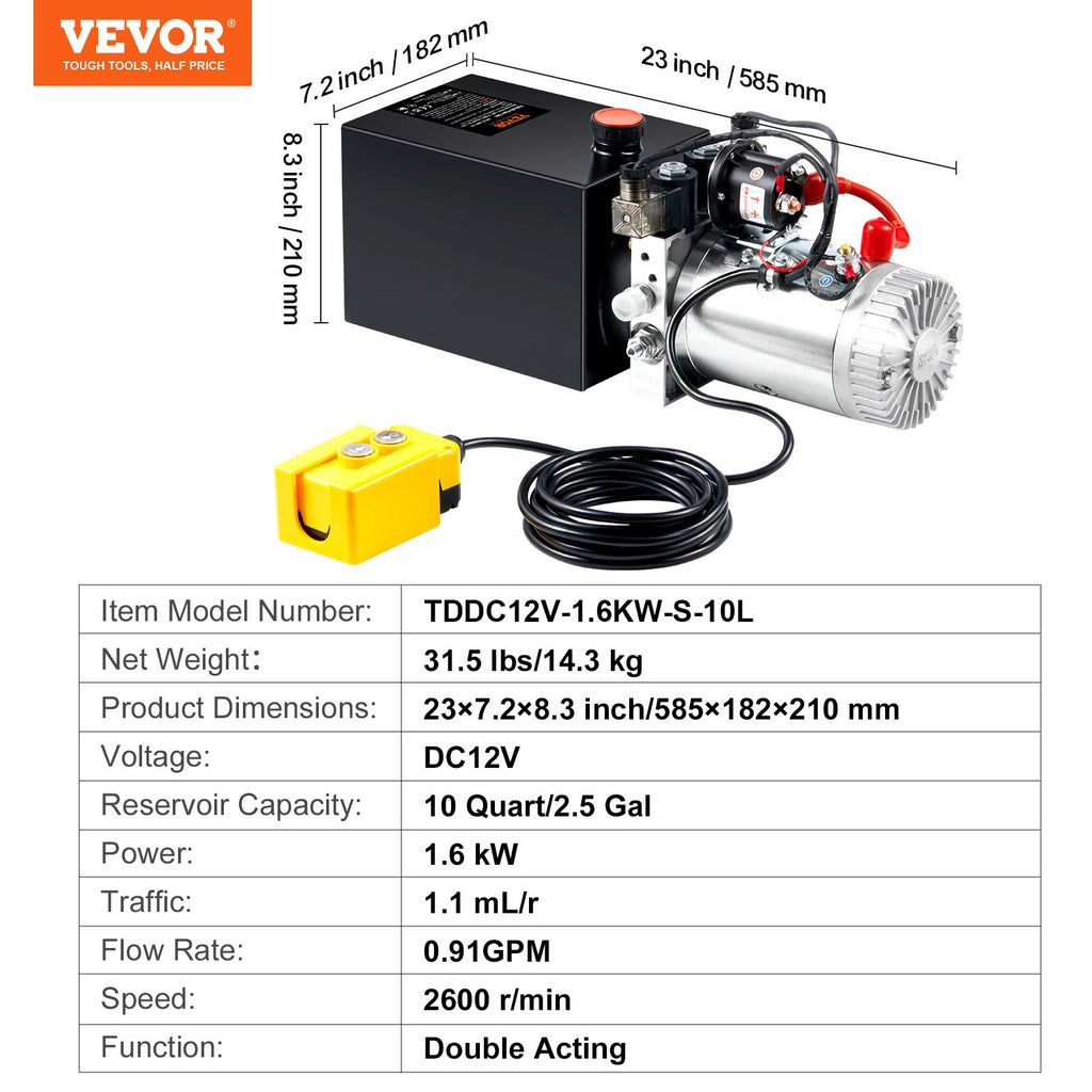 Hidraulinis siurblys VEVOR TDDC12V-1.6KW-S-10L, 12V 1.6kW