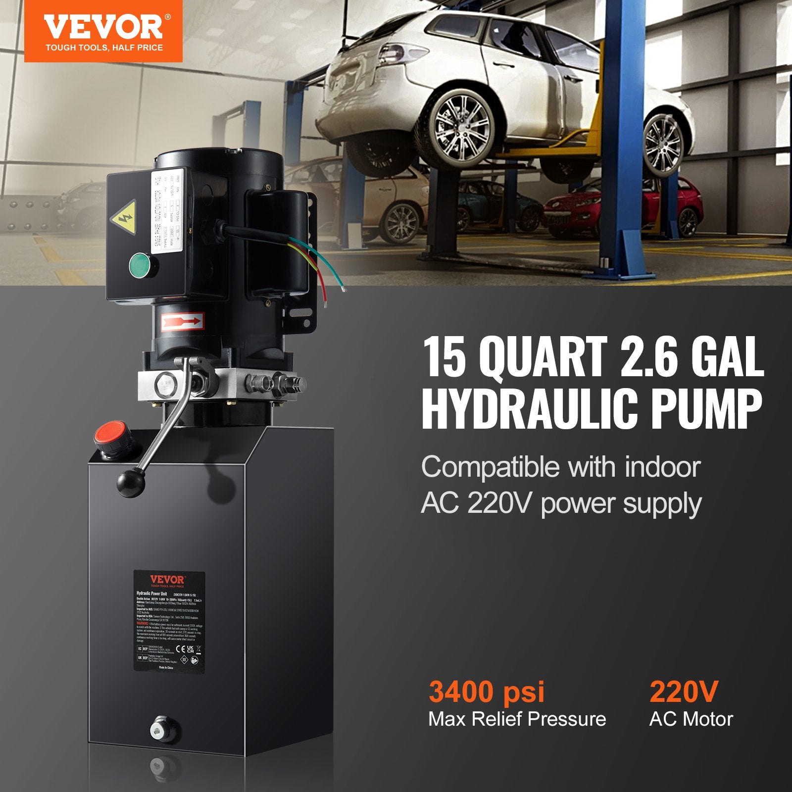 Hidraulinis siurblys VEVOR ZXAC220V-2.2KW-D-15L, 2.2 kW