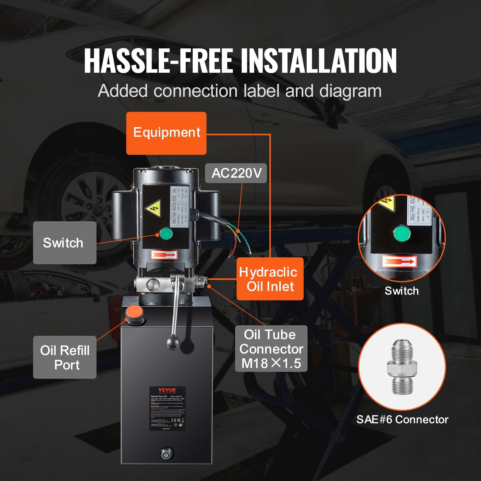 Hidraulinis siurblys VEVOR ZXAC220V-2.2KW-D-15L, 2.2 kW